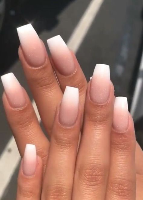 White Tip Nails, Unghie Sfumate, Short Coffin, Ombre Acrylic Nails, Dermal Piercing, Wedding Nails Design, Short Acrylic Nails Designs, Pink Nail, Acrylic Nails Coffin