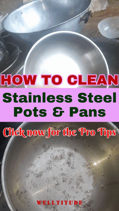 Discover how to achieve spotless stainless-steel pots and pans. Our expert tips reveal the ultimate cleaning hacks and more. Say goodbye to stubborn stains and hello to gleaming cookware. Click for the full guide. #KitchenMagic #HomeHacks #PansCleaning #Burnt #Burned #CleaningHacks #Affiliate How To Clean Pots And Pans, How To Clean Pots And Pans Bottoms, Clean Stainless Steel Pans, Cleaning Burnt Pans, Best Pots And Pans, Stainless Steel Pots And Pans, Clean Stainless Steel, Wreath Hook, Wellness Nutrition