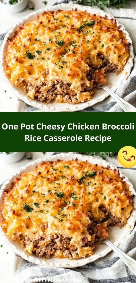 Looking for a quick and satisfying meal? This One Pot Cheesy Chicken Broccoli Rice Casserole is the perfect solution. It's packed with flavor and makes for an easy family dinner that everyone will love. Cheesy Chicken Broccoli Rice Casserole, Cheesy Chicken Broccoli Rice, Cheesy Rice, Yummy Casserole Recipes, Chicken Broccoli Rice Casserole, Chicken Broccoli Rice, Cheesy Chicken Broccoli, Broccoli Rice Casserole, Rice Casserole Recipes