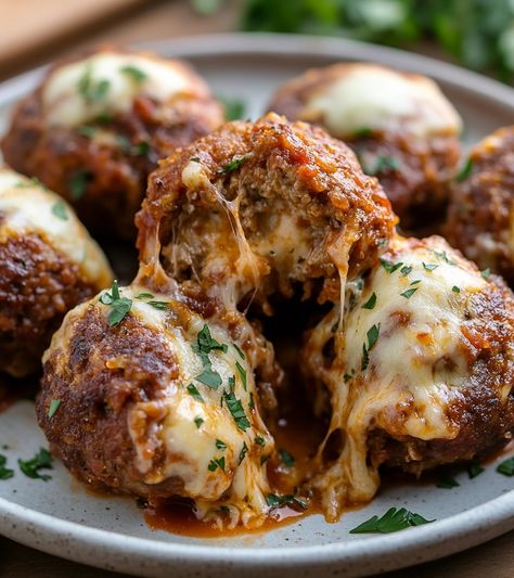 Cheesy Stuffed Meatballs: A Comforting, Flavorful Favorite - Greenku Recipes Stuffed Meatballs Recipe, Cheesy Meatball Recipes, Ricotta Stuffed Chicken, Cheesy Meatballs, Stuffed Meatballs, Cheese Stuffed Meatballs, Turkey Meatball Recipe, Sausage Spaghetti, Ground Italian Sausage