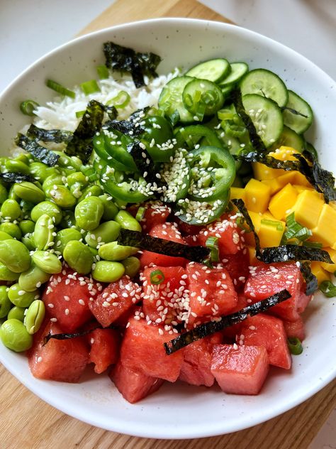 Watermelon Poke, Pasta Primavera Recipe, Poke Bowl Recipe, Healthy Bowls Recipes, Healthy Bowls, Poke Bowl, Fair Food Recipes, Meal Prep For The Week, Heart Healthy Recipes