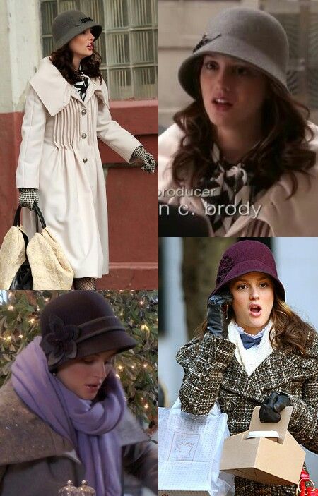 I love blair waldorf's hats!!☺ Cloche Hat Outfit, Hat Outfit Winter, Lady Day Coat, Outfits 60s, Blair Waldorf Outfits, Gossip Girl Outfits, Outfit Invierno, Black Riding Boots, Grey Plaid