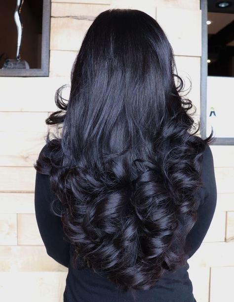 Silk Press Curls, Silk Press Hair, Pressed Natural Hair, Silk Press Natural Hair, Silk Press, Hair Laid, Long Black Hair, Baddie Hairstyles, Shiny Hair