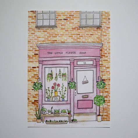 Flower Shop Drawing, Watercolour Projects, Soothing Art, Shop Drawing, Watercolor Nursery, Cute Canvas Paintings, Watercolor Projects, Watercolor Ideas, Painting Art Lesson