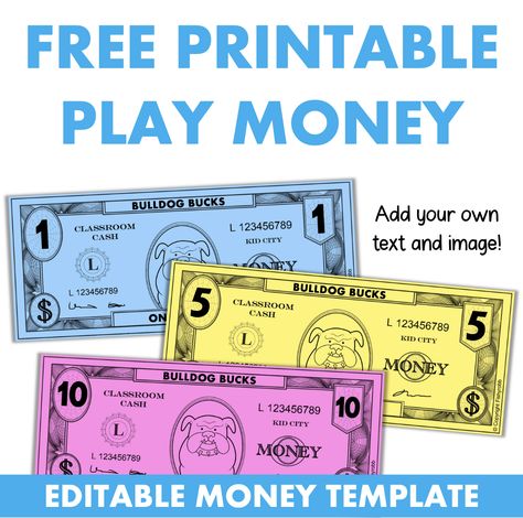 Classroom Money Reward System Middle School, Classroom Cash Printable, Money Reward System For Classroom, Classroom Money Template Free Printable, Classroom Money Storage, Free Printable Money Templates, Reward Bucks Free Printable, Classroom Dollars, Printable Money Template