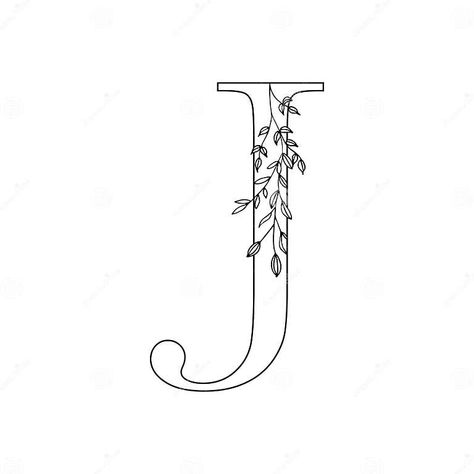 Floral Letter J. Romantic Lettering Design with Flowers Stock Illustration - Illustration of greeting, business: 113219891 Romantic Lettering, Hand Embroidery Letters, J Alphabet, Embroidery Letters, Quilling Cards, Cute Embroidery, Floral Letters, Hand Embroidery Pattern, Letter J