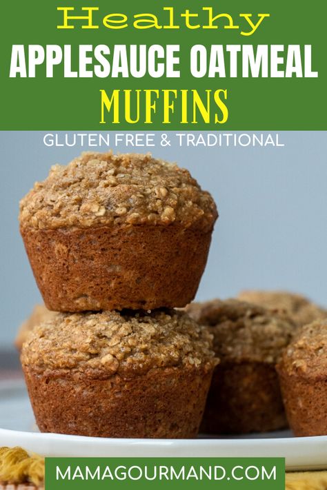 No Flour Oatmeal Muffins, Healthy Muffins With Applesauce, Unsweetened Applesauce Uses, Healthy Banana Applesauce Muffins, Banana Applesauce Oatmeal Muffins, Healthy Banana Muffins With Applesauce, Ground Flax Seed Recipes, Applesauce Banana Muffins, Easy Applesauce Muffins