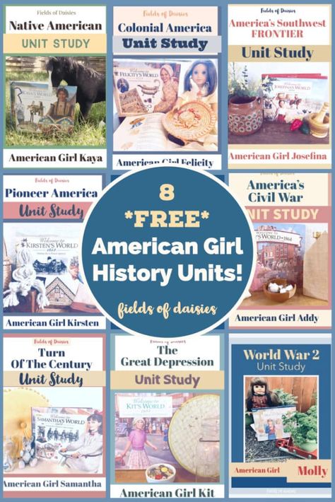 8 FREE American Girls History Unit Studies American Girl History Curriculum, American Girl Printables, Free Educational Apps, Christian Childrens Books, Verses For Kids, Free Homeschool Printables, Homeschool Freebies, Frog Life, About History