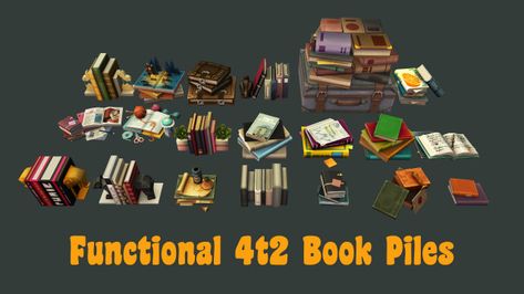 Sims 2 Clutter, Sims Basement, Sims 4t2 Conversions, 4t2 Conversion, Ts2 Mods, Book Piles, Sims 2 Cc, Download Sims, File Ideas