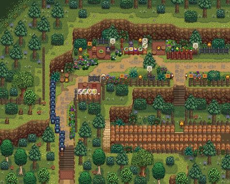 Stardew Valley Design, Stardew Farms, Stardew Valley Layout, Stardew Valley Tips, Stardew Valley Farms, Back Alley, Gold Clock, Farm Layout, Farm Games