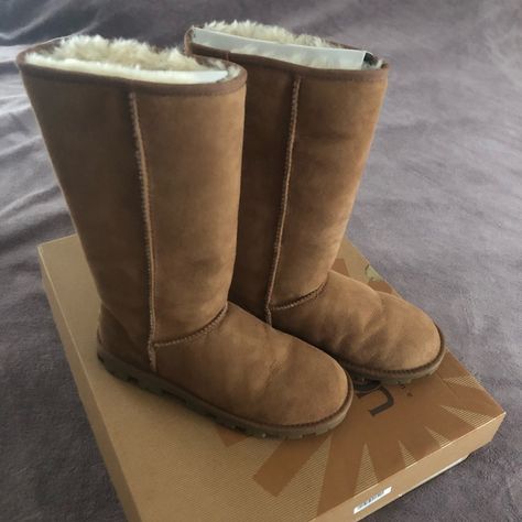 Women’s Ugg Essential Tall Boots, Like New! Great Condition, Only Worn Once! They Have Been Treated With The Ugg Protectant Spray. Chestnut Color. Ugg Tall Boots Outfit, Ugg Tall Boots, Tall Boots Outfit, Tall Ugg Boots, Ugg Shoes Women, Tall Ugg, Tall Uggs, Ugg Boots Tall, Chestnut Color