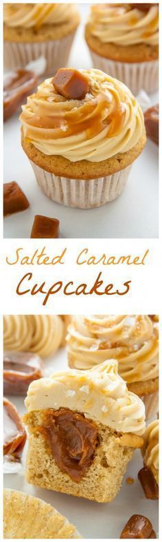 If you love salted caramel, this cupcake recipe is for you! Frost Cupcakes, Salted Caramels, Salted Caramel Cupcakes, Caramel Cupcakes, Covered Strawberry, Strawberry Cupcakes, Dessert Cupcakes, Yummy Cupcakes, Food Cakes