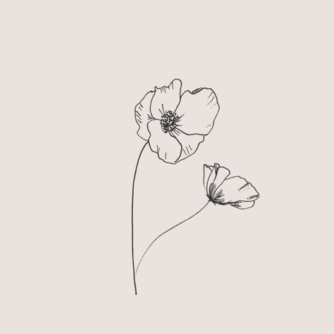 Poppy Flower Drawing, Simple Flower Drawing, Tato Minimal, Poppy Drawing, Arte Doodle, Poppies Tattoo, Simple Line Drawings, Floral Drawing, 문신 디자인