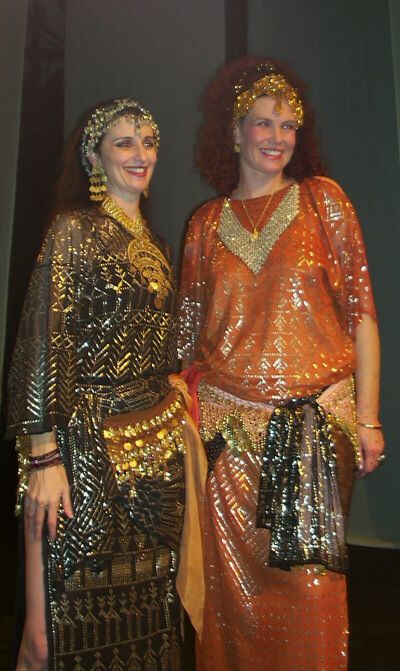 Robin Friend and friend looking lovely in assuit Egypt Embroidery, Egyptian Belly Dance, Egyptian Dress, Egyptian Clothing, Belly Dancer Costumes, Beauty And The Beast Movie, Belly Dancing Classes, Belly Dance Dress, Jitterbug