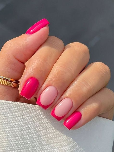 Gel Nails French, Cute Gel Nails, Short Acrylic Nails Designs, Easy Nail Art, Short Acrylic Nails, Mani Pedi, Acrylic Nail Designs, Color Rosa, French Nails