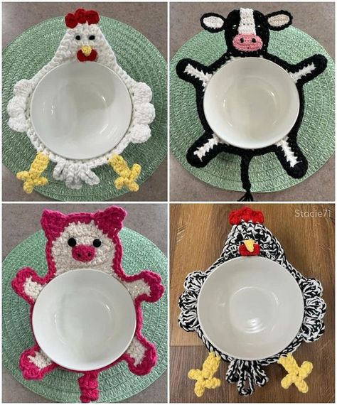 Cutest Crochet, Crochet Bowl, Bowl Cozies, Crochet Chicken, Cozy Crochet Patterns, Crochet Cushion Cover, Crochet Towel, Crochet Washcloth, Bowl Cozy