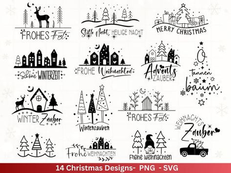 Social Media Photo, Christmas Houses, Holiday Lettering, German Christmas, Winter Magic, Christmas Lettering, Photo Overlays, Silhouette Studio Designer Edition, Christmas Quotes