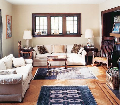 Window Above Couch, Dark Wood Trim, Neutral Furniture, Above Couch, Dining Room Makeover, Colourful Living Room, Living Room And Dining Room, Affordable Decor, Room Decorating