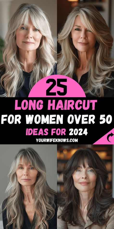 Haircut Ideas For Fine Hair, Ideas For Fine Hair, Long Haircuts For Women, Long Hair 50, Long Hair Older Women, Bangs Face Framing, Women Haircuts Long, Haircuts Long, Women Haircuts