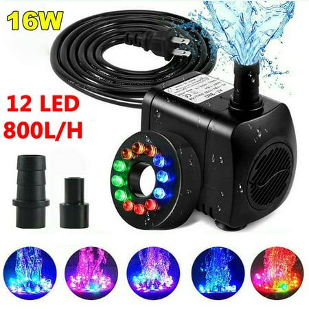 Specifications: Size: 70x50x60mm Material: Engineering Plastics Water Flow: 800L/H Power: 16W Frequency: 50HZ Features: Material: Made of engineering plastics, corrosion resistant and impact resistant 12 Led Lights: The LED submersible pump with 12 LED lights, provide a evening glow lighting Max Lift Height: 5.25 feet/1.6m Detachable and Cleanable: The hydroponic water pump is easy to clean Package included: 1pcs x Submersible Pond Pump Color: Black. Water Feature Outdoor, Waterfall Pool, Water Fountain Pumps, Outdoor Ponds, Waterproof Led Lights, Courtyard Gardens Design, Pond Water Features, Pond Fountains, Pool Fountain