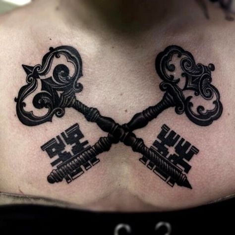 50 Amazing Key Tattoo Designs for Men Crossed Keys Tattoo, Alexander Grim, Keys Tattoo, Small Key Tattoos, Lock Key Tattoos, Key Tattoo Designs, Lock Tattoo, Button Tattoo, Graphic Tattoo