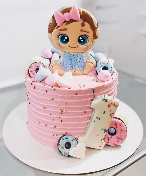 Birthday Cake For Daughter, Girly Cakes, Baby Birthday Cakes, Cookies For Kids, Special Cake, Cake Designs Birthday, First Birthday Cakes