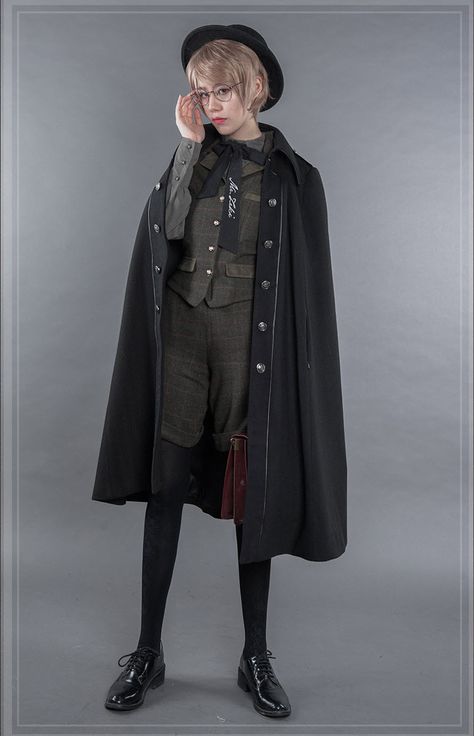 ZJ Story -The Griffin Academy- Ouji Lolita Cape (2 Versions: Long Version and Short Version) Ouji Fashion Male, Ouji Style, Ouji Fashion, Old Outfits, Lolita Outfits, Androgynous Fashion, Old Fashion, Fantasy Clothing, Fantasy Fashion