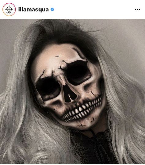 Skull Face Makeup, Halloween Skeleton Makeup, Easy Halloween Makeup, Skull Face Paint, Artsy Makeup, Creepy Halloween Makeup, Halloween Makeup Diy, Halloween Beauty, Make Up Ideas