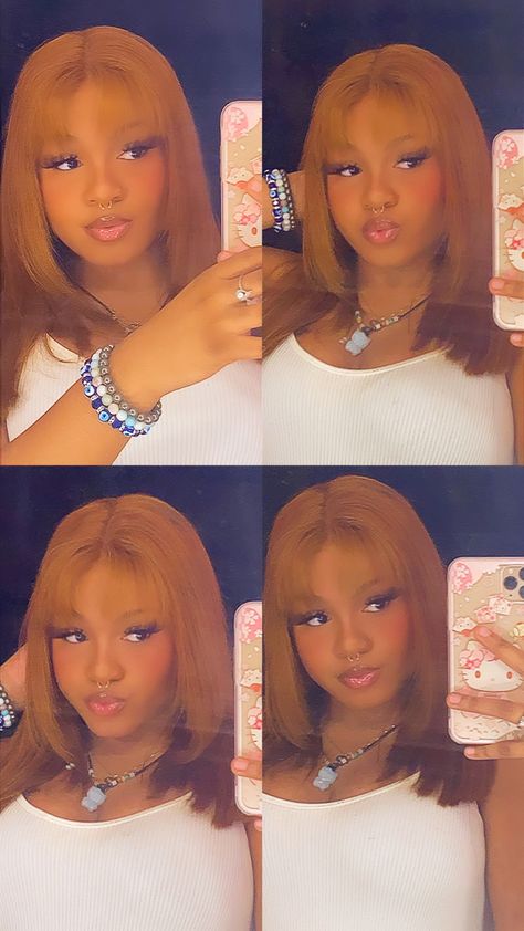 Ginger Wig With Bangs, Cinnamon Hair, Ginger Hair Color, Flat Iron Hair Styles, Girls Braids, Baddie Hairstyles, Orange Hair, Hair Black, Ginger Hair