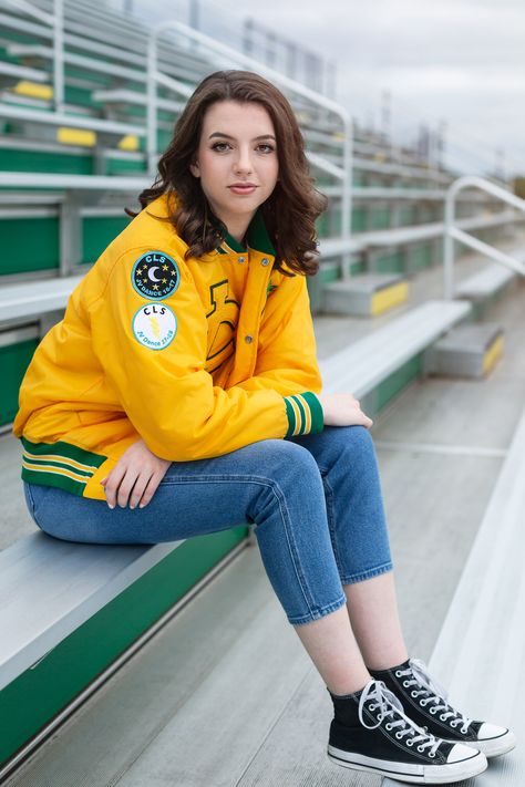 Senior Pictures Bleachers, Bleacher Photoshoot, Bleachers Photoshoot, Crystal Lake Illinois, Basketball Senior Pictures, Cute Coffee Shop, Senior Photo Poses, The Chase, Senior Photoshoot