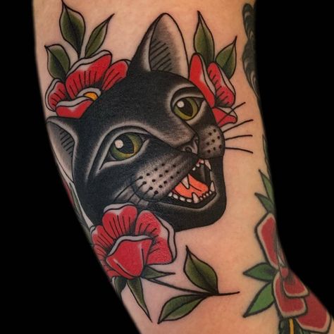 Master And Margarita Tattoo, Carousel Tattoo, Master And Margarita, Traditional Tattoo Inspiration, The Master And Margarita, Saved Tattoo, Black Cat Tattoos, Cat Tat, Cat Tattoo Designs