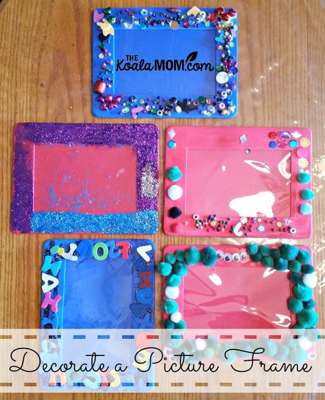 Let your kids decorate their own pictures frames to give to family and friends as a DIY gift for the holiday! Just use plain frames, Elmer's glue, and embellishments to customize their gift! Decorate A Picture Frame, Gifts For Friends Diy, Kids Picture Frames, Photo Frame Crafts, Making Picture Frames, Messy Crafts, Picture Frame Crafts, Family Photo Frames, Picture Frame Decor