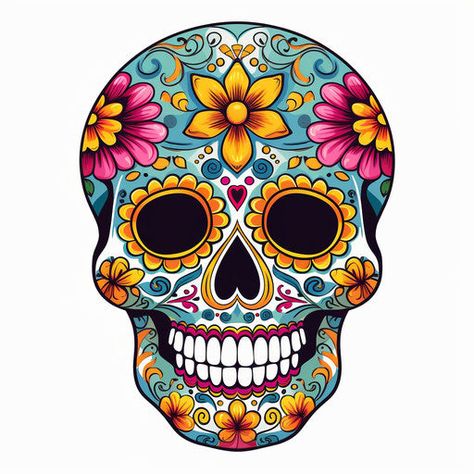 Mexican Clipart in Imressive Style: 4K & Vector Mexican Sugar Skull Art Beautiful, Mexican Clipart, Mexican Calavera, Sugar Skull Painting, Sugar Skull Tattoo, Mexican Artwork, Portrait Embroidery, Mexican Sugar Skull, Skull Art Drawing