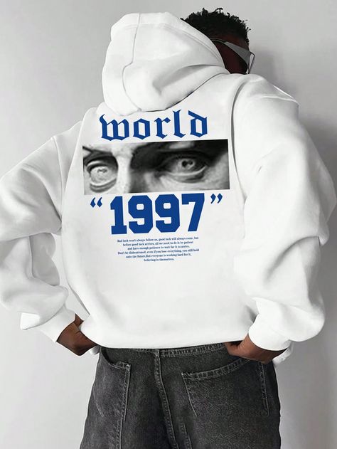 White Casual Collar Long Sleeve Fabric Figure,Slogan Pullovers Embellished Slight Stretch  Men Clothing Cool Hoodies Designs For Men, Designer Hoodies For Men, Hoodie Merch Design, Graphic Design For Hoodies, Cool Hoodies Designs, Hoodie Graphic Design, Hoodies Ideas, Tee Shirt Fashion, Design Hoodie