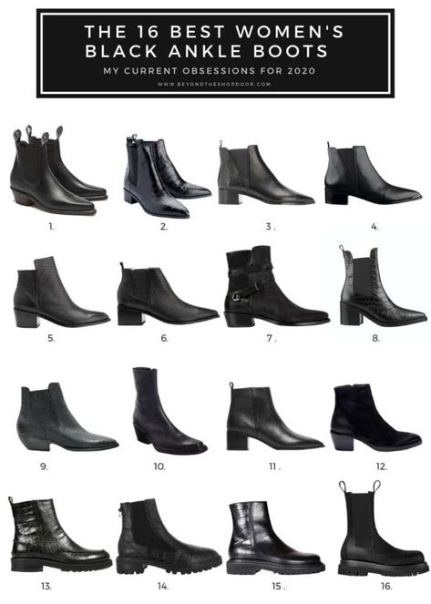 Picture Collage of The 16 Best Women's Black Ankle Boots for 2020 Men Shoes Aesthetic, Women Boots Outfit, Best Ankle Boots, Womens Black Ankle Boots, Winter Boots Outfits, Shop Door, Crocs Boots, Boots Outfit Ankle, Popular Boots