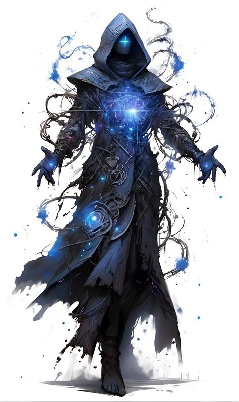 Ice Wizard Male, Dnd Masked Character, Dnd Gods Concept Art, Alien Character Design Male, Dnd Sorcerer Art, Warlock Character Design, God Concept Art, Celestial Warlock, Sorcerer Art