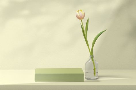 Flower product backdrop with tulip in gr... | Free Photo #Freepik #freephoto #background #flower #floral #design Product Display Background, Product Backdrop, Podium Product, Pastel Interior Design, Display Background, Flower Desktop Wallpaper, Minimal Stationery, Trending Images, Images Design