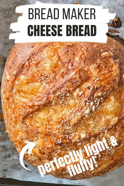 This Bread Machine Cheese Bread recipe creates an extremely soft, fluffy bread with a chewy texture and cheesy top. This recipe yields a delicious 1.5 pound loaf that can be baked in the bread machine, a loaf pan, or on a baking sheet to create an artisan style loaf. Use cheese bread for toast, dipping into soups, and to make sandwiches. Bread For Toast, Bread Machine Rolls Recipes, Sourdough Bread Machine, Soft Fluffy Bread, Bread Machine Recipes Healthy, Easy Bread Machine Recipes, Gluten Free Bread Machine, Best Bread Machine, Bread Machine Recipe