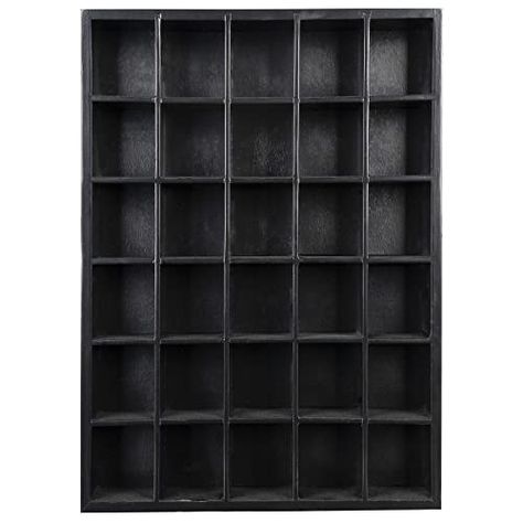 GSM Brands Shot Glass Display Case, Black Wood, Holds Set of 30 Glasses (16.7 x 12.2 - Each Opening Measures 2.52 x 2.13) Shelf Classic, Shot Glass Display, Glass Display Shelves, Bedroom Display, Shot Glass Holder, Cave Basement, Cubby Shelf, Glass Display Case, Color Fits