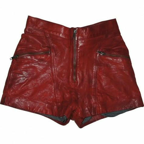 Red Leather Shorts, Trix Aesthetic, Red Leather Pants, 70s Skirt, Concert Attire, Descendants Dr, Pants Short, Leather Short, Fire Fits