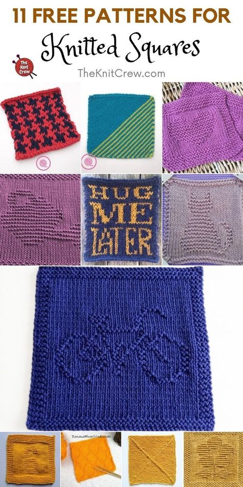 11 Free Knitted Square Patterns For Beginners. Free Knitted Square Patterns For Beginners curated by The Knit Crew. 8 Inch Knitted Square Pattern, Knitted Afghan Squares, Knit Squares Pattern Free, Knitted Coasters Pattern Free, Knitted Squares Pattern Free, Square Knitting Patterns, Knit Squares, Knitted Squares Pattern, Knitted Squares