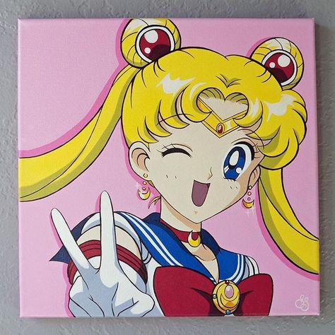 Newest listing on my Etsy 🌙 Link in the bio! . . Sailor Moon Acrylic Painting 12in x 12in . . . #acrylicpainting #acrylicpaint #acrylicart… Character Paintings On Canvas, Moon Painting Ideas, Sailor Moon Painting, Moon Acrylic Painting, Character Paintings, Anime Canvas Painting, Moon Acrylic, Saylor Moon, Arte Sailor Moon