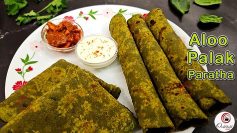 This healthy Aloo Palak Paratha (आलू पालक पराठा) is really quick and easy to make and tastes scrumptious. Stuffed parathas normally need more time and effort to make, but this Palak Aloo Paratha can be made swiftly and still taste just like any stuffed paratha! This untraditional Paratha is super soft, delicious as well as nutritious; ideal for breakfast, lunch, snacks, or dinner and is also a great kids tiffin idea. Check out how to make Alu Palak Paratha in this quick video. Kids Tiffin Ideas, Palak Paratha, Filling Breakfast Recipes, Aloo Palak, Stuffed Paratha, Aloo Paratha, Breakfast Snacks, Lunch Snacks, Breakfast Lunch