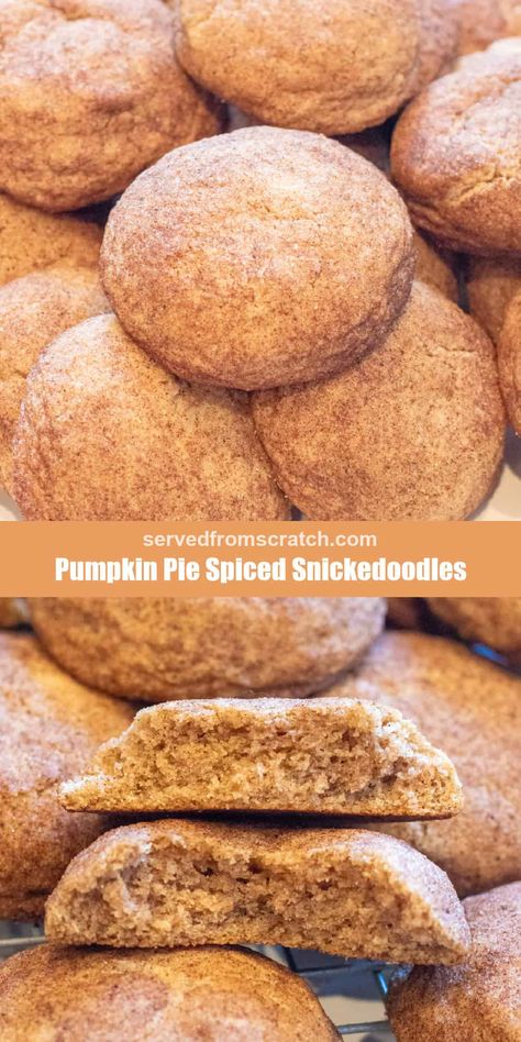 They're everything you love about the soft sweet cinnamon and sugar cookies, but with a fall twist! Our Pumpkin Pie Spiced Snickerdoodles are a delicious addition to any cookie tray and a great way to use that iconic fall spice blend in a new way. Pumpkin Pie Spice Snickerdoodles, Pumpkin Pie Snickerdoodle Cookies, Pumpkin Spice Snickerdoodles, Pumpkin Pie Spice Cookies, Cozy Baking, Pumpkin Spice Cookie Recipe, Lush Desserts, Spice Cookie Recipes, Mouthwatering Desserts