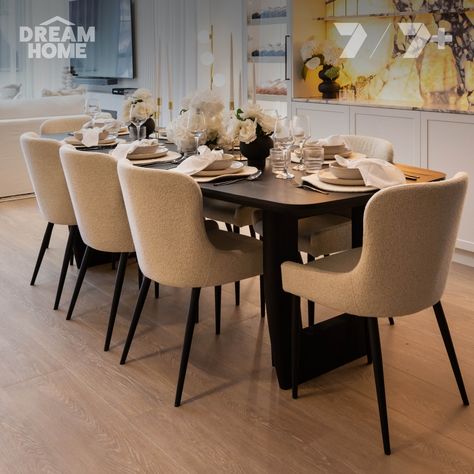 Loose-cover comfort paired with black sand-blasted timber 🤍 As featured on Dream Home @channel7 #DreamHomeAU #furniture #home #interiors #interiorstyling #homedecor #interiordesign #ozdesign Oz Design Furniture, Black Sand, July 1, Home Interiors, Dream Home, For Life, Interior Styling, Dream House, Dining Room