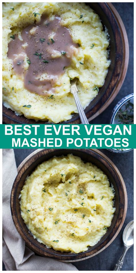 Vegan Mashed Potatoes Recipe, Best Vegan Mashed Potatoes, Vegan Garlic Mashed Potatoes, Mashed Potatoes Thanksgiving, Dairy Free Mashed Potatoes, Vegetarian Thanksgiving Recipes, Creamy Potatoes, Vegan Mashed Potatoes, Easy Mashed Potatoes