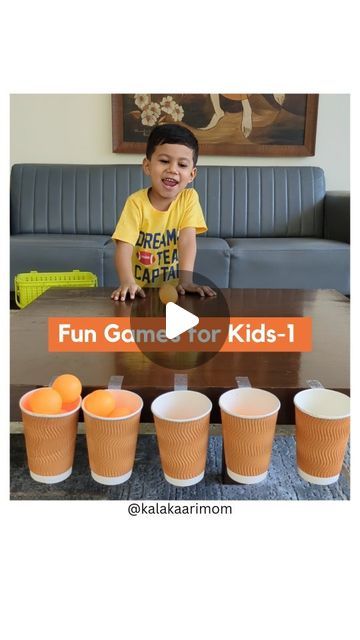 Indoor fun learning games for kids with cups and balls Ball Games For Preschoolers, Games For Preschoolers Indoor, Fun Learning Games, Kid Recipes, Hand Eye Coordination, Kids Part, Learning Games For Kids, Fun Games For Kids, Preschool Games