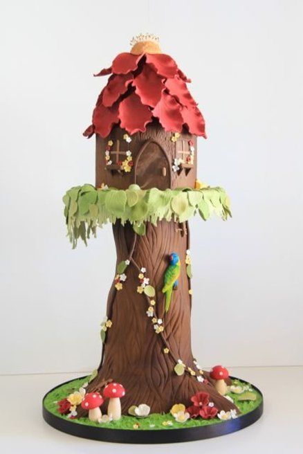 Ariana's Magical Treehouse Treehouse Cake, Doll Cake Buttercream, All Chocolate Cake, Magical Treehouse, Chocolate Showpiece, Elaborate Cakes, Faraway Tree, Dragon Cakes, Enchanted Wood