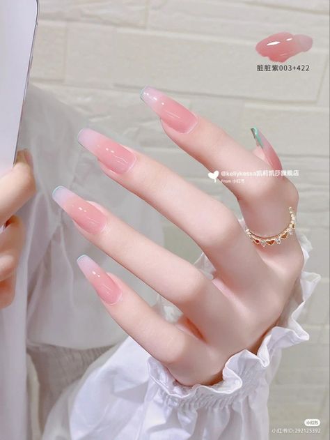 Acrylic Nails Ideas Pointy, Jelly Acrylic Nails, Asian Nails, Blush Nails, Pretty Gel Nails, Cute Gel Nails, Jelly Nails, Kawaii Nails, Dream Nails