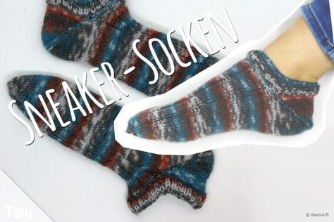 sneaker-socken-stricken-14 Knitting Socks, Knit Crochet, Socks, Knitting, Crochet, Sneakers